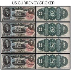 $2 Two Dollar 1869 Legal Tender Note (US CURRENCY STICKERS) (Lot Of 4)