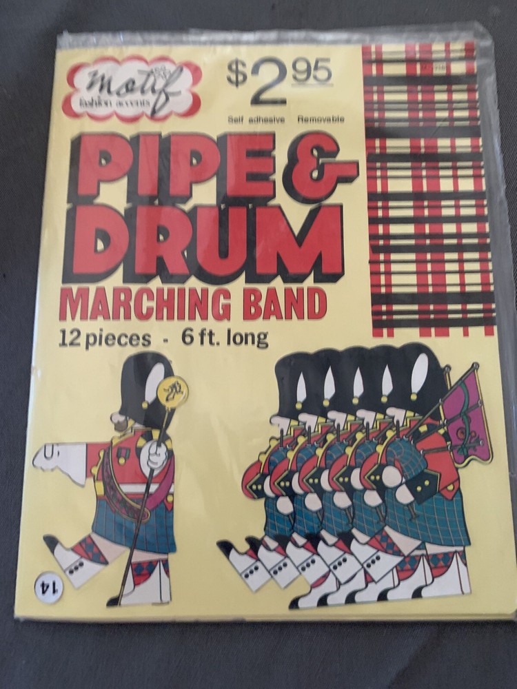 Vintage Bag Pipe & Drum Marching Band Cardstock Stickers Tag Borders Motif Icons