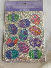 New Sealed Hallmark Easter Sparkle Glitter Multi Color Easter Egg Stickers