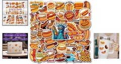 Creative 50 Pcs Hot Dog Stickers – Waterproof Cartoon Decals for Everyone