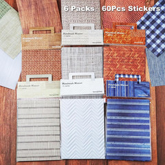 Fabric-Style Washi Sticker Set, 60PCS Vintage Ephemera for Scrapbooking, Journal