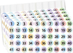 Number Stickers 1-50, 20 Sheets Consecutive Number Stickers, 1000 Labels-1 Inch