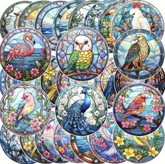 10Pcs Round Stain Glass Window Stickers- Scrapbook, Journal, DIY Crafts & Cards