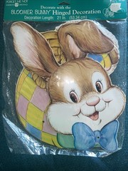 Vintage Kitschy American Greetings Forget Me Not Easter Bunny Die-Cut 21 in NOS