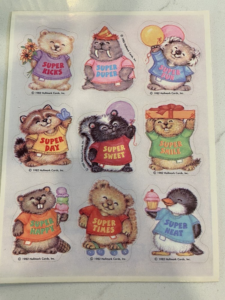 Hallmark Vintage 1982 Shirt Tales Stickers Cute Funny Animals Critters