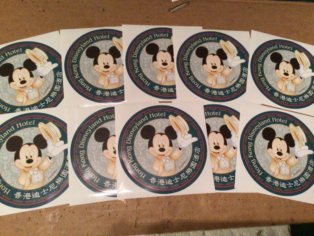 lot of 10 OFFICIAL HONG KONG DISNEYLAND HOTEL MICKEY MOUSE 5 inch STICKERS