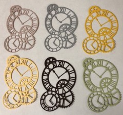 CLOCK GEARS Die-Cuts(6pc)Steampunk •Cogs•Sprocket•Earthtone•Machine •Antique