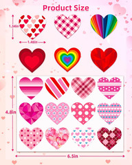 32 Sheets Heart Stickers, 384 Pcs Valentines Day Stickers for Kids, Holiday Stic