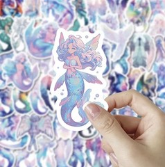 10pcs Pearl Dragon, Angel, & Mermaid Stickers- Scrapbook, Journal, DIY Crafts