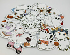 👻 50pc CUTE Ghost Themed Glossy Stickers – FREE SHIPPING