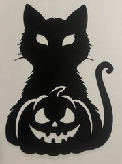 Black Cat With Pumpkin Halloween Paper Piece Handmade With Card stock For Scrape