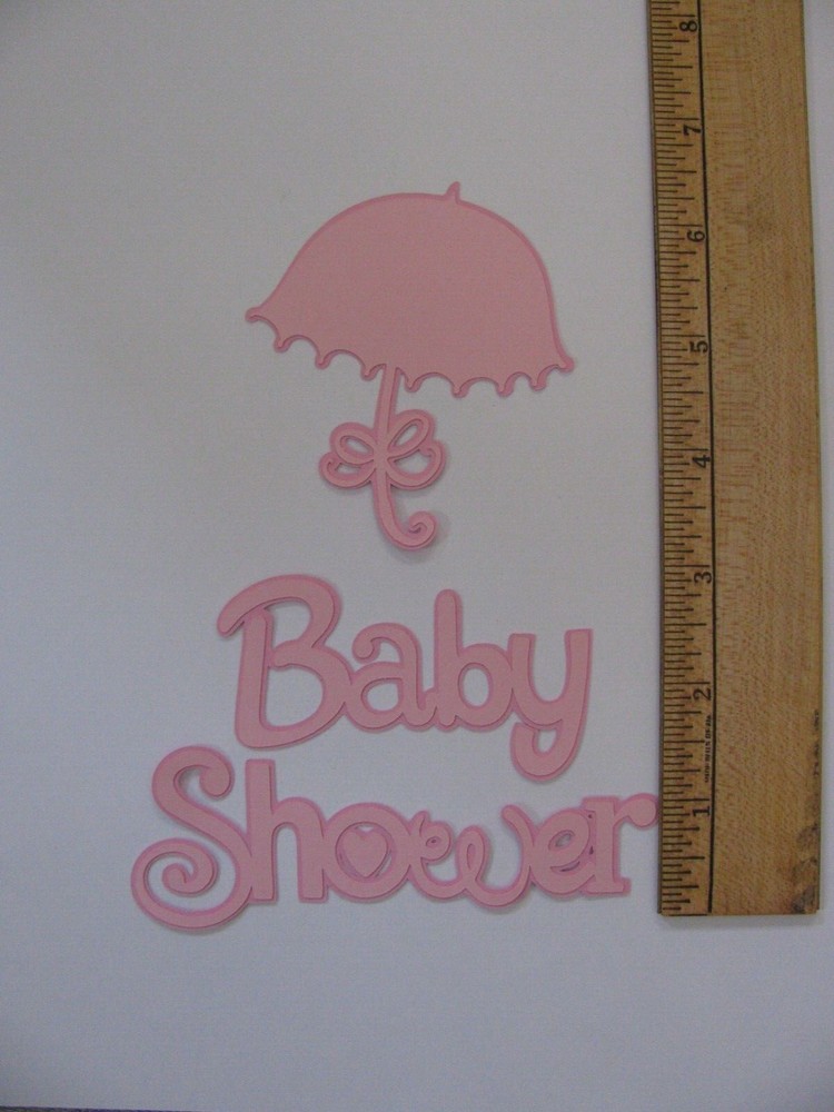 BABY SHOWER Pink 3 Piece Set Die Cut Paper Pieces
