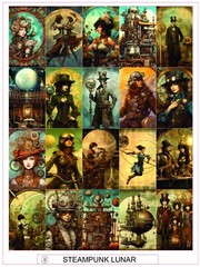 STEAMPUNK LUNAR – COMPLETE SHEET OF 25 STICKERS