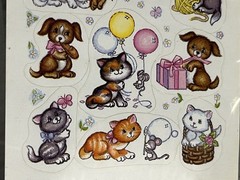 Rare Vintage Stickers NIP Hallmark Puppies & Kittens Dogs Cats Birthday Balloons