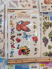 10 Sheets Rub on Transfers bee butterfly bear grape rose dog cat fish lighthouse