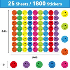 1800Pcs Happy Smile Face Stickers, 1 Inch Happy Face Decal Stickers Colorful …