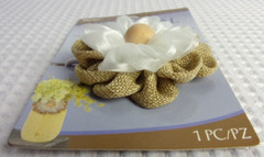 Lot 3 Darice Flower Burlap & Organza Ribbon & Wood Button With Elastic Loop NEW
