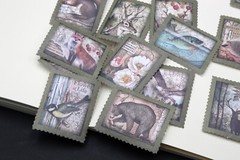 flower washi stamp stickers | flower animal butterfly stamp themed washi sticker