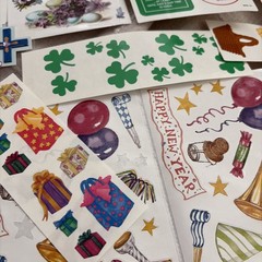 mrs. grossman’s stickers lot Easter Summertime Vtg Cross Happy New Year Hearts
