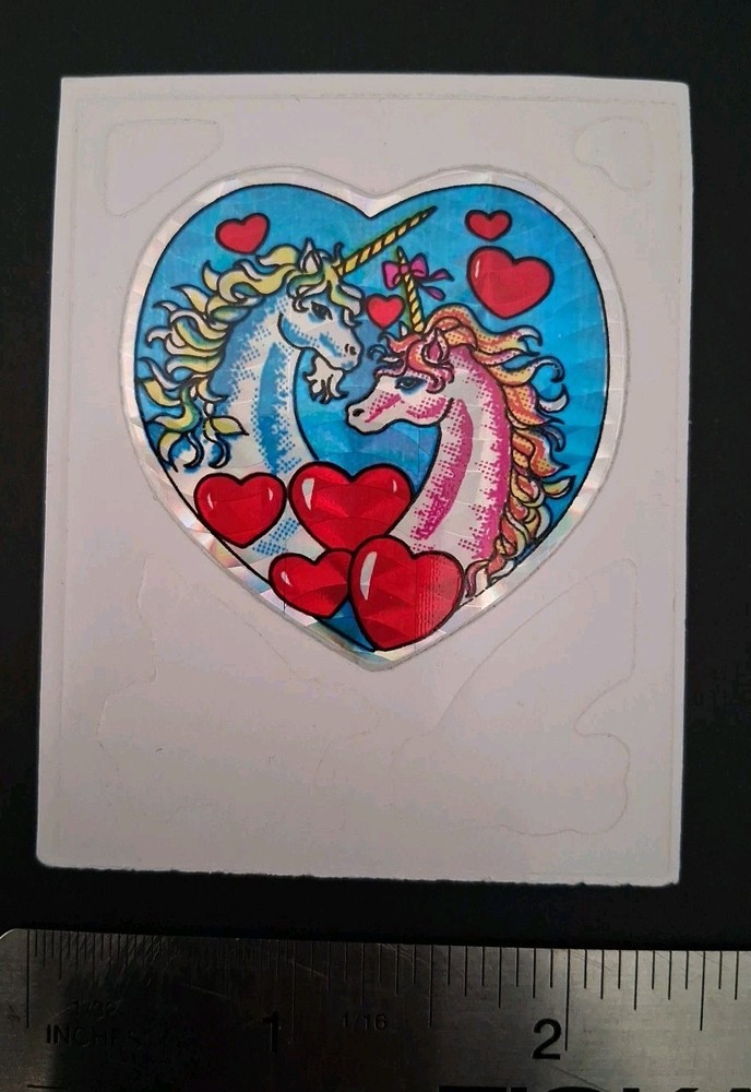Vintage Stickers Unicorn Hearts Prism Sticker VTG 80s