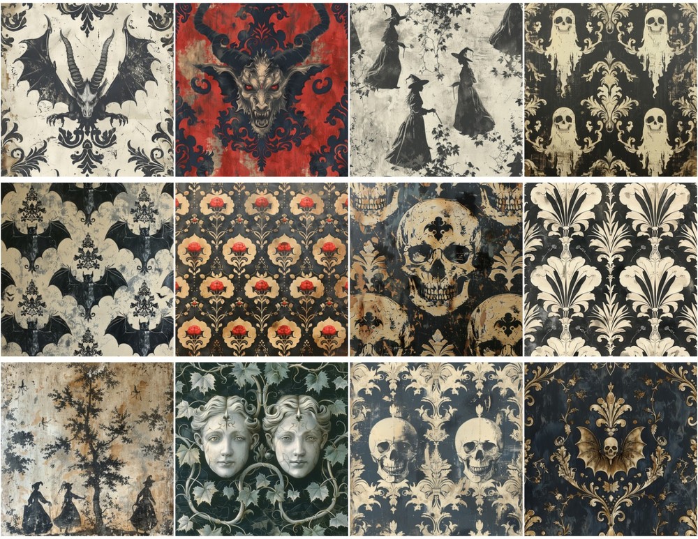 Haunted House Wallpaper Tags Junk Journal Crafts Scrapbook