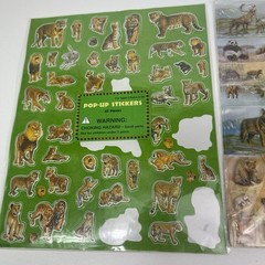 Pop Up Stickers Jungle Animals Safari Puffy Vintage Lion Tiger Gorilla See Note