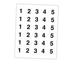 6x NUMBER STICKERS # 1-5 SEQUENTIAL WHITE~1.5″ CIRCLE LABELS Consecutive