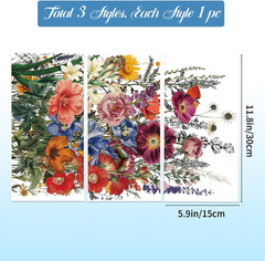 3 Sheets Vintage Garden Flower Transfer Stickers 6X12Inch Flowers and Plants Fur