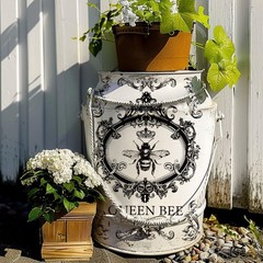 OLYCRAFT 3pcs/Set Queen BEE Rub on Transfers for Furniture and Royal Bee