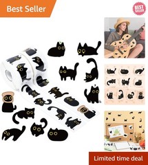 Charming Black Cat Sticker Rolls – 1000pcs for Kids, Adults & Crafts