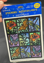 Vintage 1990s Hallmark Stained Glass Style Butterfly Stickers 3 Sheets Made USA