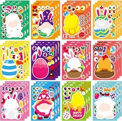 36 PCS Make a Face Stickers for Kids Make Your Own Stickers with Easter Chick…