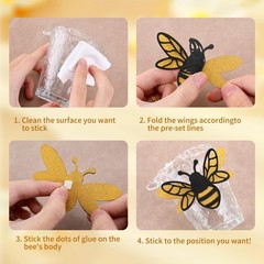 24Pcs 3D Bee Decorations Sticker, with Sticky dot, Double Layer