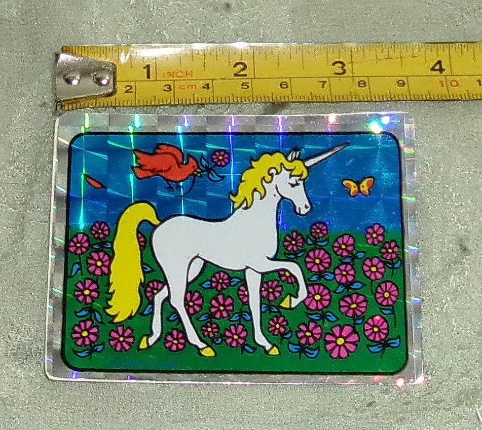Vintage 80’s Holographic Prism Vending Unicorn Cardinal Bird Flowers Sticker