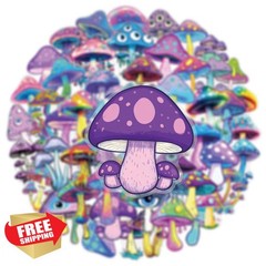 WASHBO 50pc Mushroom Holographic Stickers
