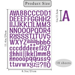 2268 Alphabet Stickers 18 Sheets 11.4x 8.3 inches, Multiple Colors