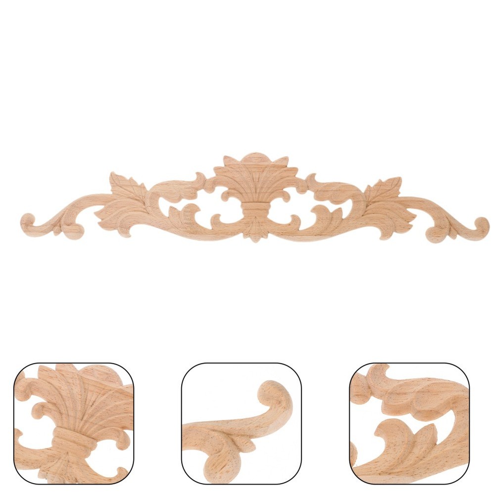 Wooden Carving Applique Khaki Unfinished for Cabinet Door Embellishment