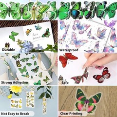 Butterfly Stickers(635 Pcs, 48 Sheets), Flower Stickers for Scrapbooking, Journa