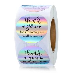 2000 PCS 4 Rolls Thank You for Supporting My Small Business Stickers Holographic