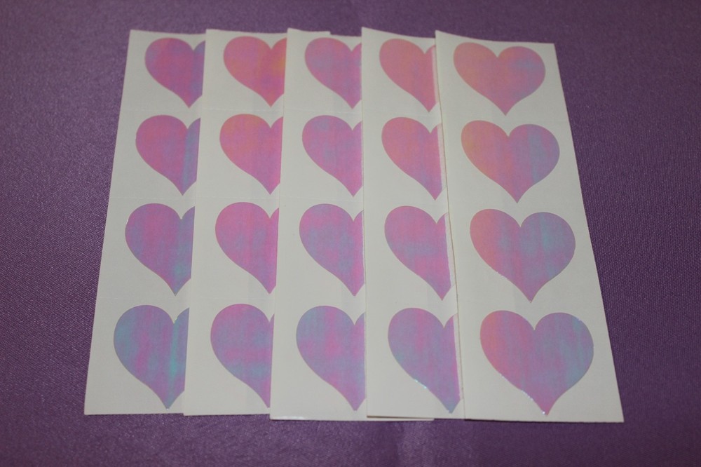 Mrs. Grossman’s LOT 5 Strips Vintage 1984 RARE Opalescent White Heart Stickers!
