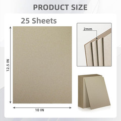 25 Sheets 12.5X10″ Book Board 2 Mm 80 PT for Book Binding Thick Grey Board fo…