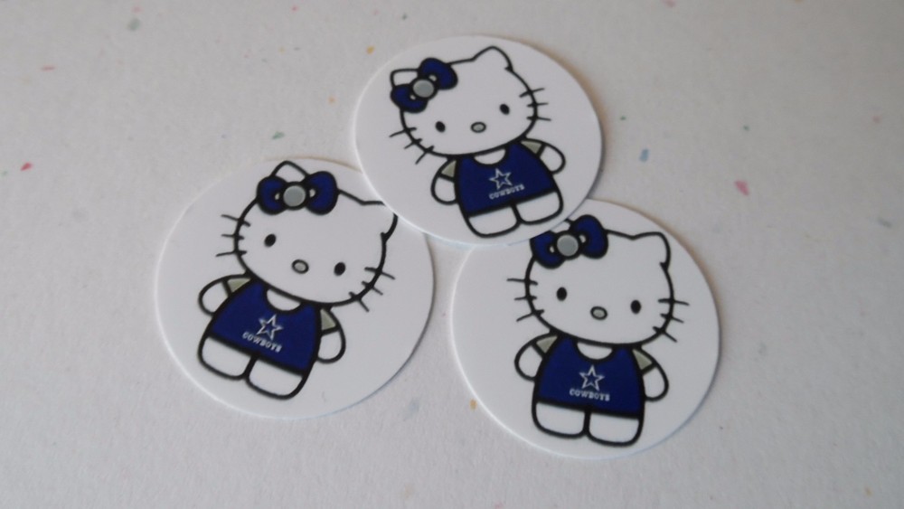 Pre Cut One Inch Bottle Cap Images HELLO KITTY DALLAS COWBOYS Free Ship