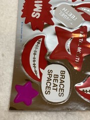 Vintage 80’s Hallmark Razzle Dazzle FOIL Sticker Sheet Braces Tin Grin HTF RARE