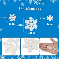 FOIMAS Tiny Resin Snowflake 0.6in, 0.79in, 1.18in, White