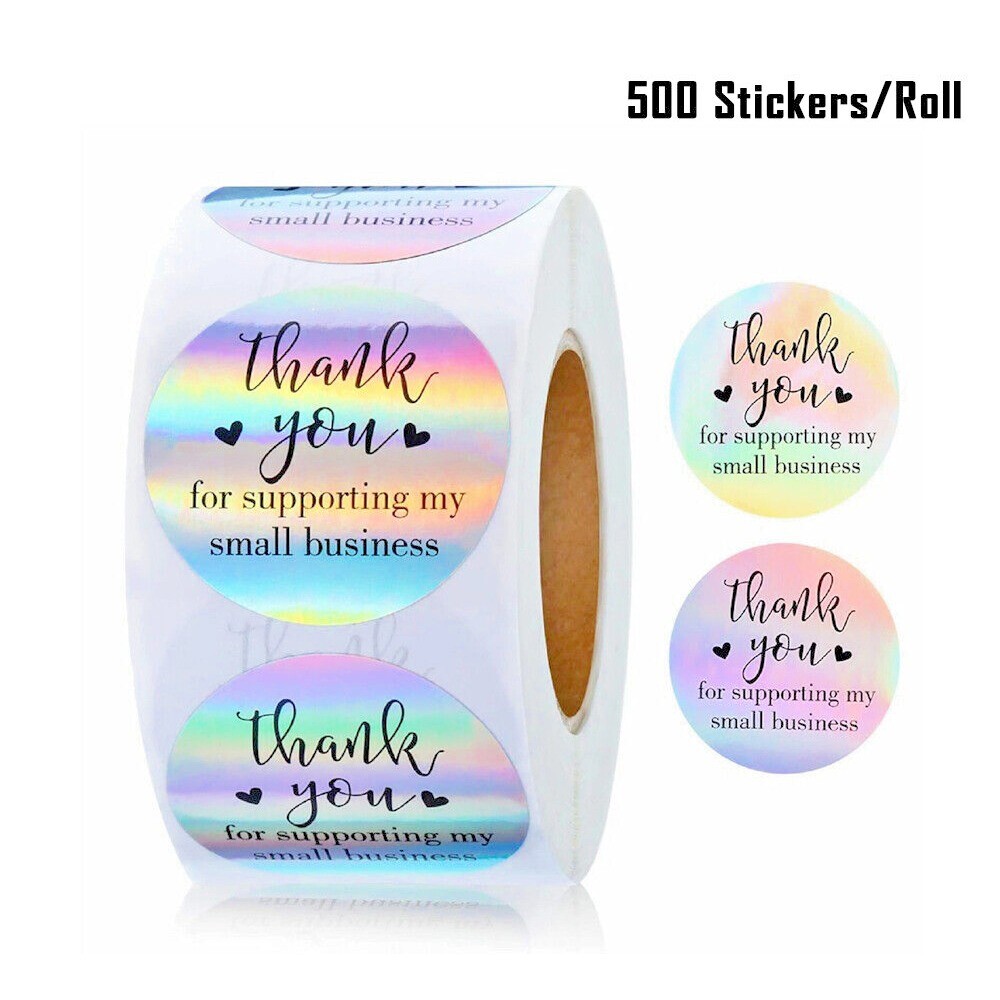500Pcs Thank You for Supporting My Small Business Stickers Holographic Stickers