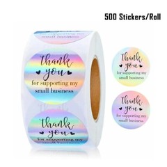 500Pcs Thank You for Supporting My Small Business Stickers Holographic Stickers