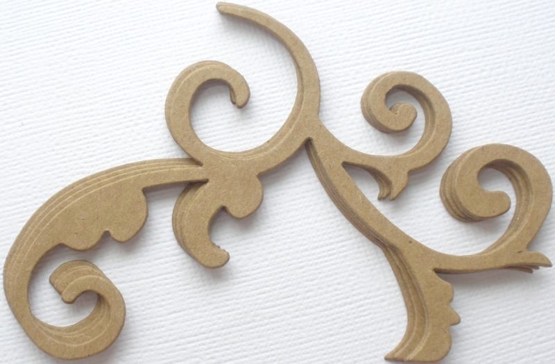 (4) SCROLL CORNER FLOURiSH – Bare Chipboard Die Cuts – 4 3/8″