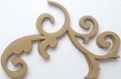(4) SCROLL CORNER FLOURiSH – Bare Chipboard Die Cuts – 4 3/8″