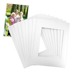 12×16 Picture Mats for 8×10 Photos, 10-Pack White Double Matboard, Bevel Cut