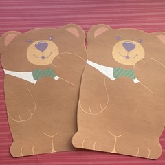 Vintage 1989 Three Teddy Bears Diecut Note Stationery Paper – 6 Sheets Total Lot